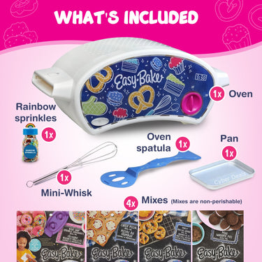 Easy Bake Oven Baking Bundle 4 (Oven + 4 Mixes + Rainbow Sprinkles + Mini Whisk) - Easy Bake Oven.com